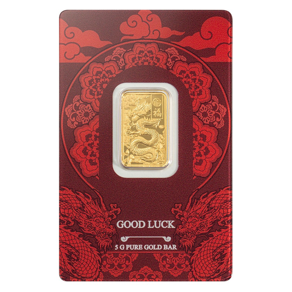 PAMP Suisse Good Luck Yellow Dragon 5 Gram Gold Bar