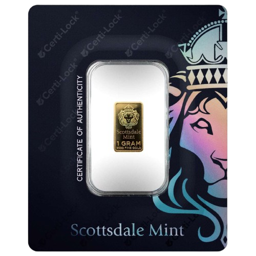 1g Scottsdale Mint Gold Bar – .9999 Fine Gold