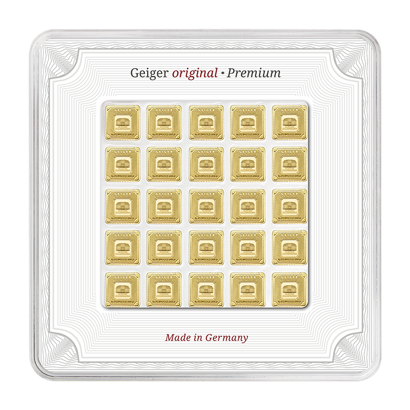 Geiger Original Multicard – 25 x 1g Gold Bars (999.9 Fine Gold)