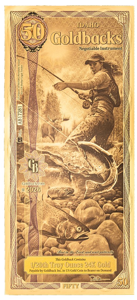 50 Idaho Goldback 1/20th troy ounce 24k Gold