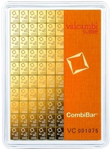 Valcambi Suisse 100 x 1g Gold CombiBar (100g Total, 999.9 Fine Gold)