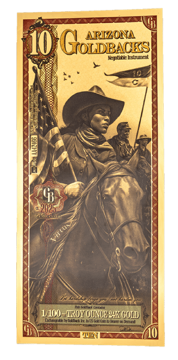 10 Arizona Goldback 1/100th Troy Punce 24K Gold