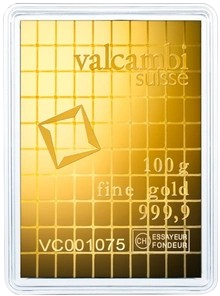 Valcambi Suisse 100 x 1g Gold CombiBar (100g Total, 999.9 Fine Gold)