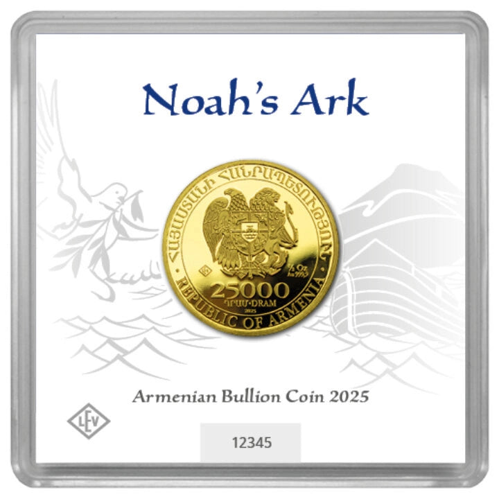 Noahs Ark Armenian 1/2oz 999.9 24k Fine Gold Coin in assay capsule