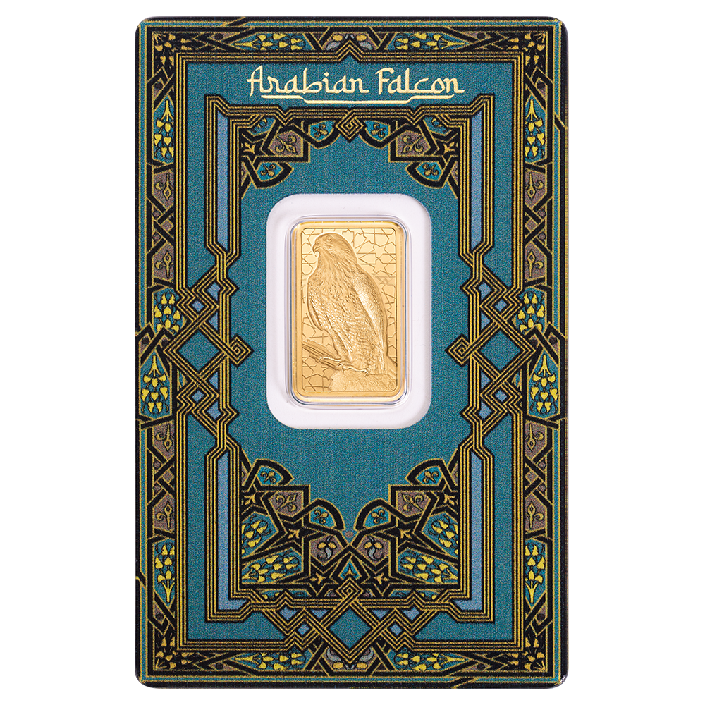 5g PAMP Arabian Falcon Gold Bar with Pendant Frame – .9999 Fine Gold