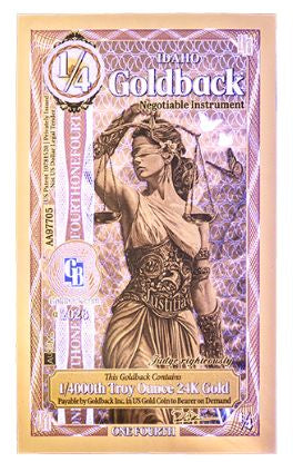 1/4 Idaho Goldback 1/4000th troy ounce 24k Gold