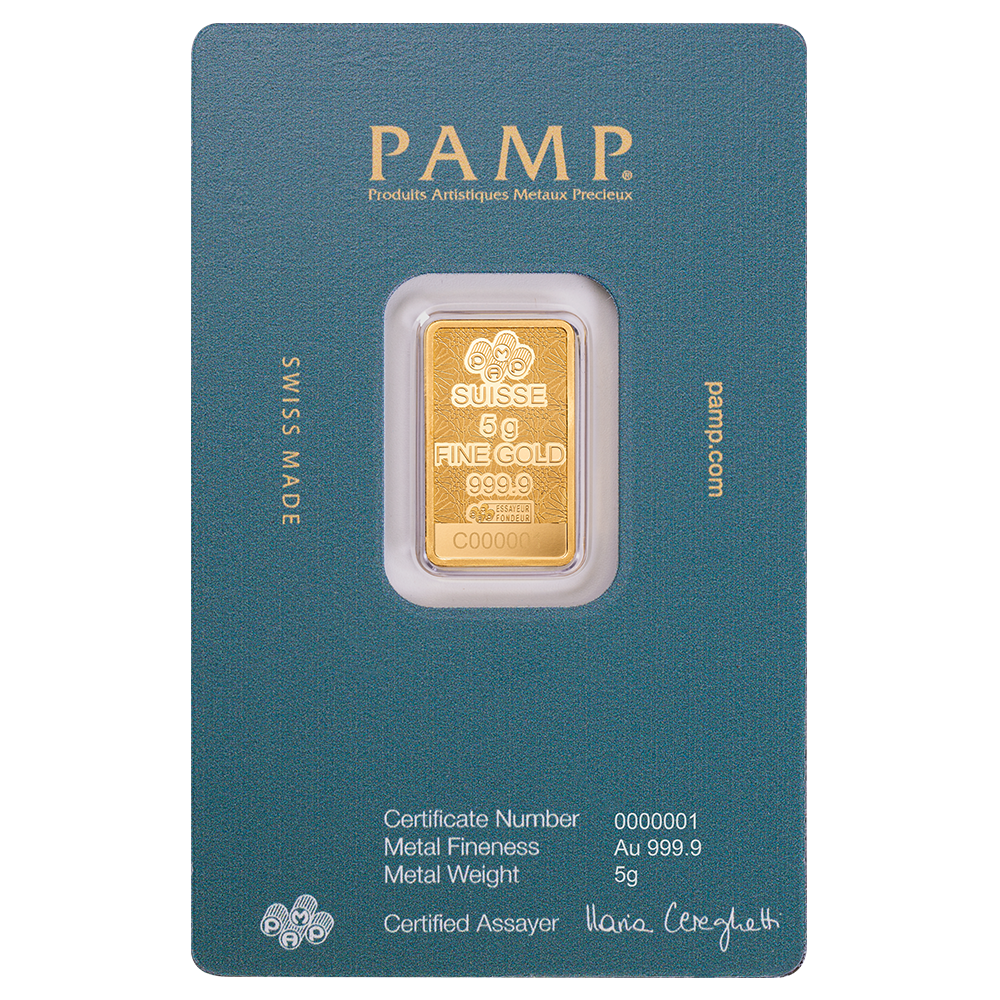 5g PAMP Arabian Falcon Gold Bar with Pendant Frame – .9999 Fine Gold